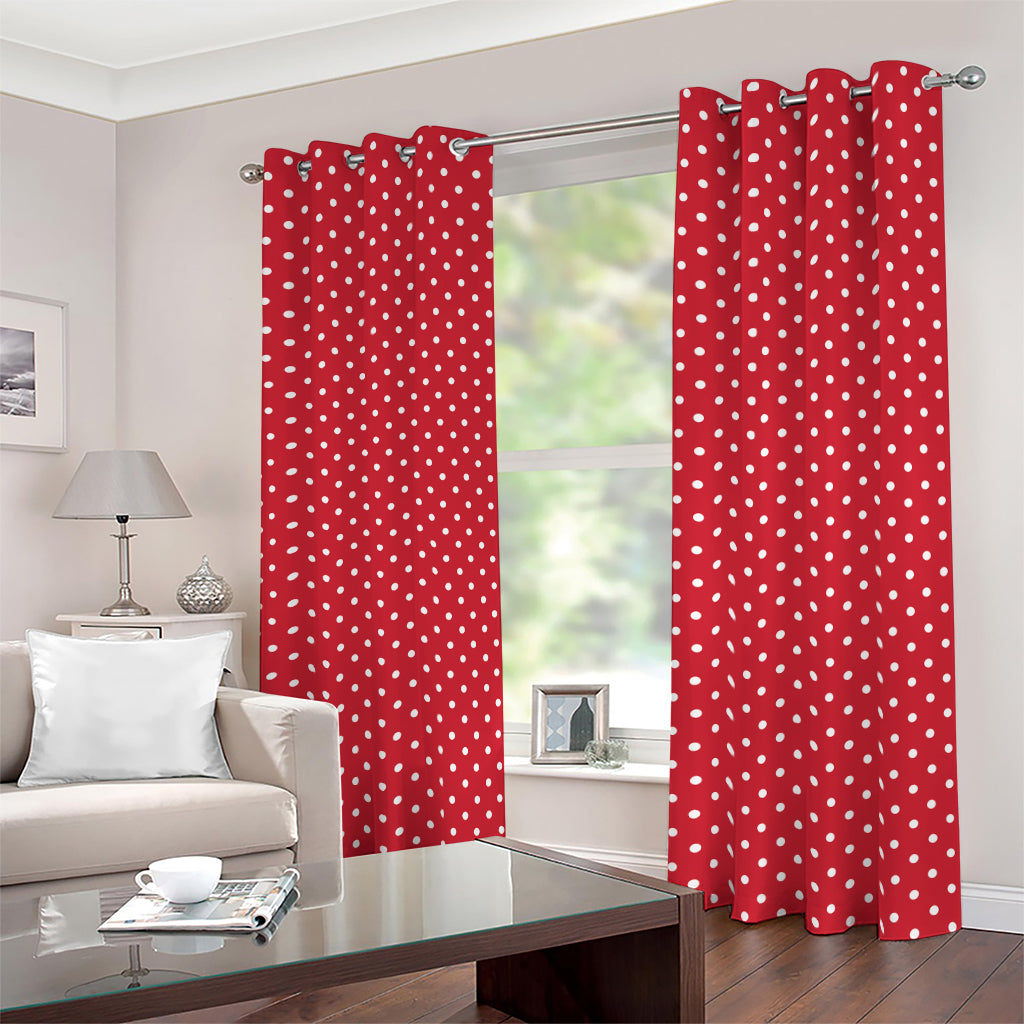 Red And White Christmas Dots Print Blackout Grommet Curtains
