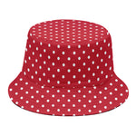 Red And White Christmas Dots Print Bucket Hat