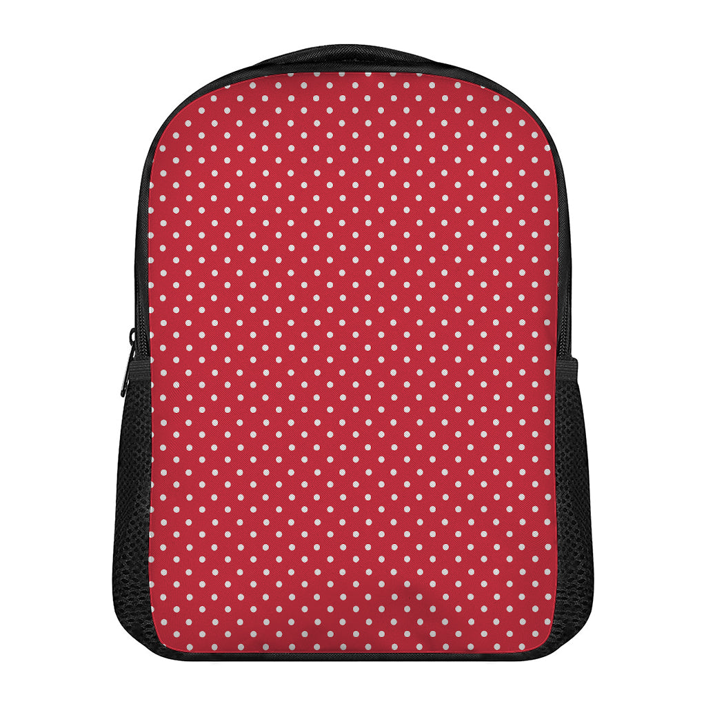 Red And White Christmas Dots Print Casual Backpack