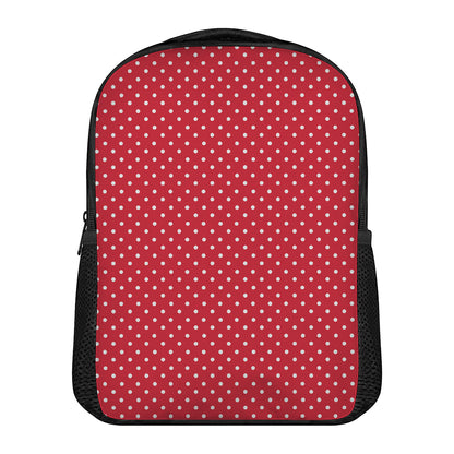 Red And White Christmas Dots Print Casual Backpack