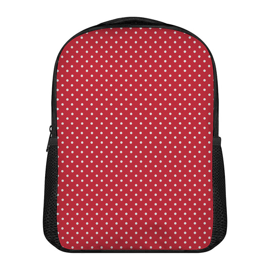 Red And White Christmas Dots Print Casual Backpack