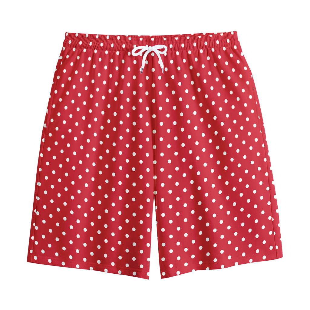 Red And White Christmas Dots Print Cotton Shorts