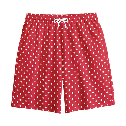 Red And White Christmas Dots Print Cotton Shorts