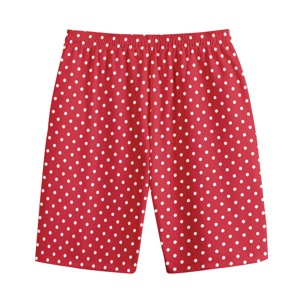 Red And White Christmas Dots Print Cotton Shorts