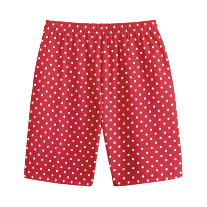 Red And White Christmas Dots Print Cotton Shorts