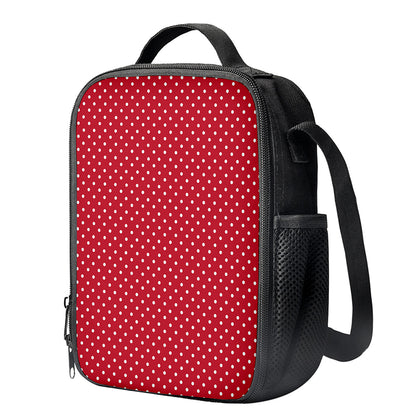 Red And White Christmas Dots Print Crossbody Lunch Bag