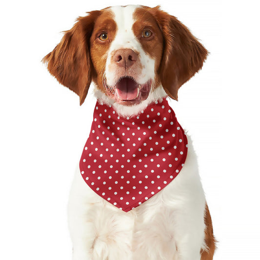 Red And White Christmas Dots Print Dog Bandana