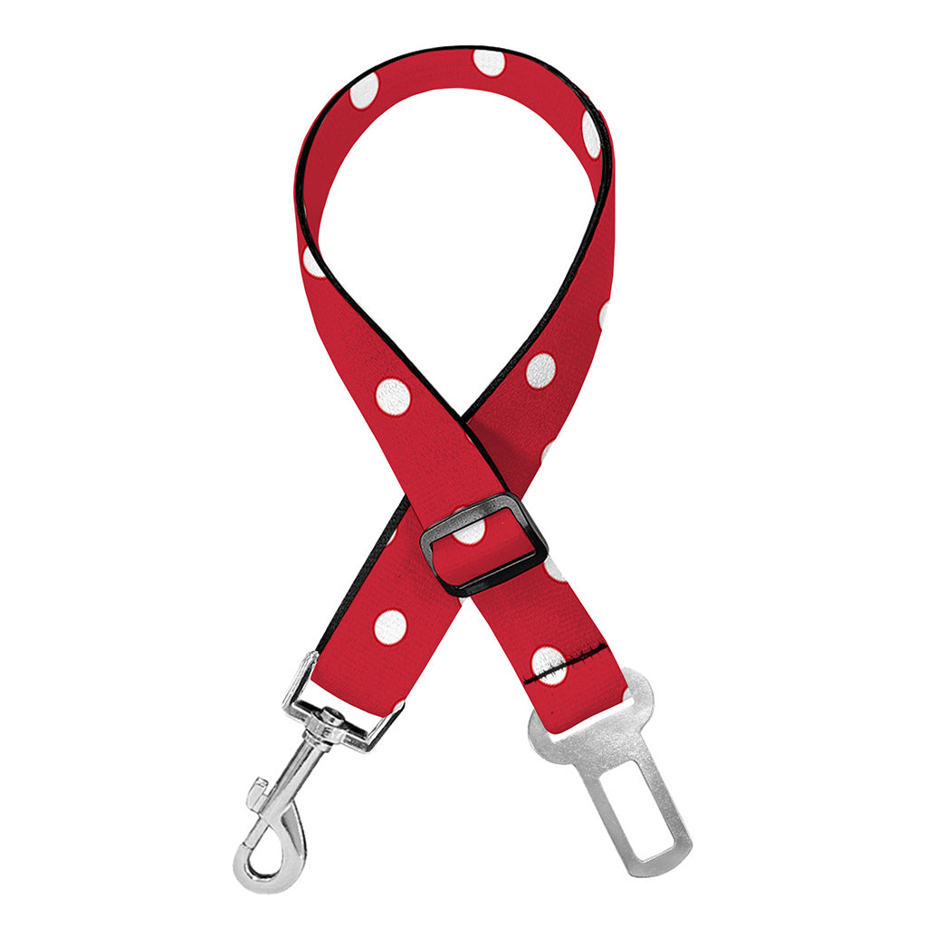 Red And White Christmas Dots Print Dog Seat Belt