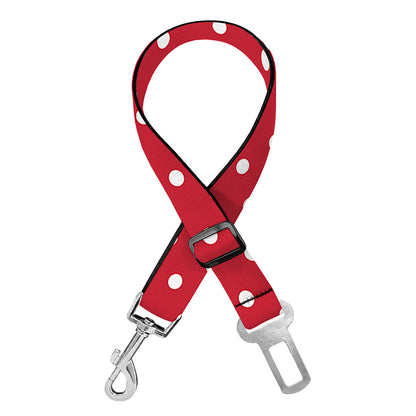 Red And White Christmas Dots Print Dog Seat Belt