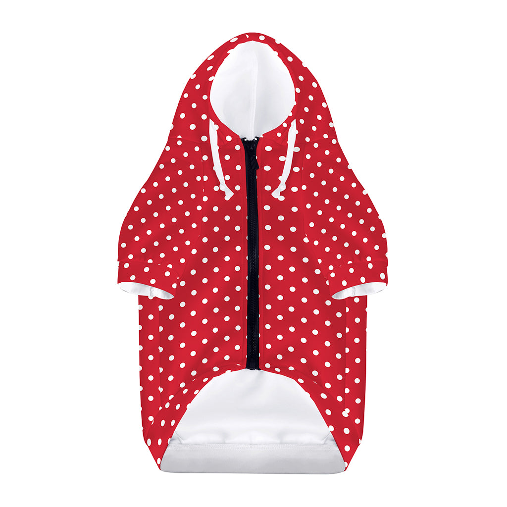 Red And White Christmas Dots Print Dog Zip Up Hoodie