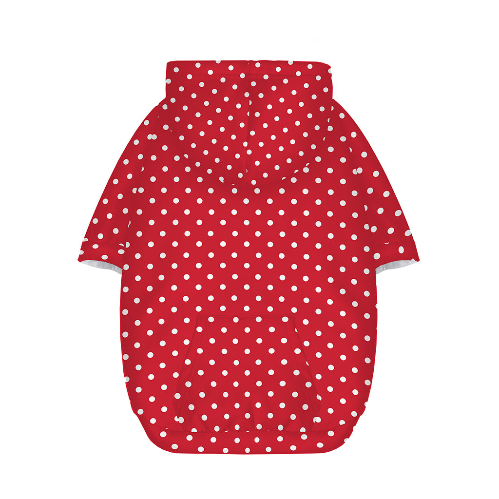 Red And White Christmas Dots Print Dog Zip Up Hoodie