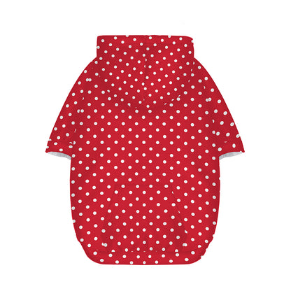 Red And White Christmas Dots Print Dog Zip Up Hoodie