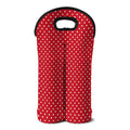 Red And White Christmas Dots Print Double Neoprene Wine Tote