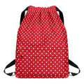 Red And White Christmas Dots Print Drawstring Backpack