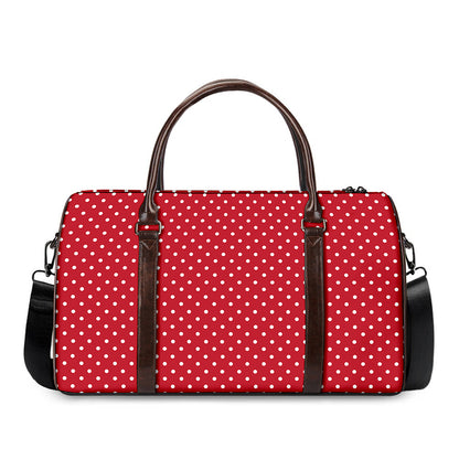 Red And White Christmas Dots Print Duffle Bag