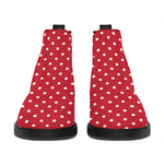 Red And White Christmas Dots Print Flat Ankle Boots