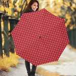 Red And White Christmas Dots Print Foldable Umbrella