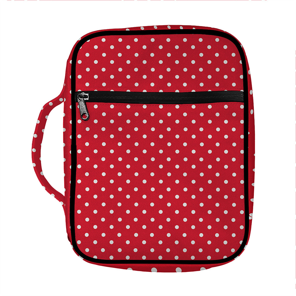 Red And White Christmas Dots Print Front Pocket Bible Bag
