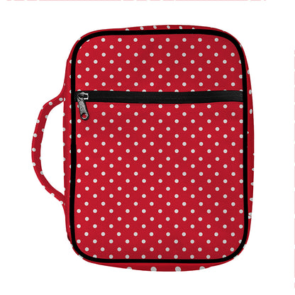 Red And White Christmas Dots Print Front Pocket Bible Bag