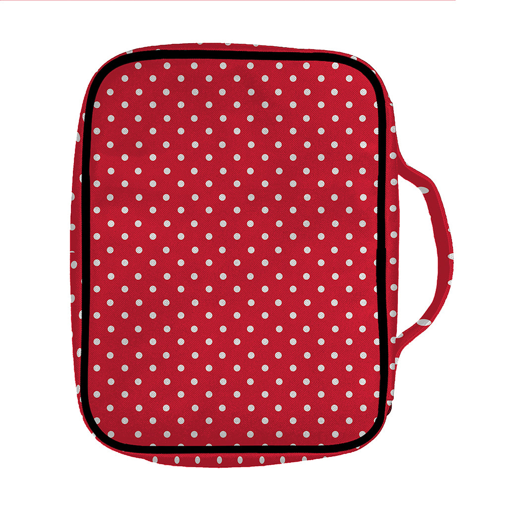 Red And White Christmas Dots Print Front Pocket Bible Bag