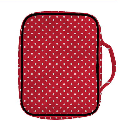 Red And White Christmas Dots Print Front Pocket Bible Bag