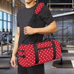 Red And White Christmas Dots Print Gym Bag
