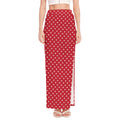 Red And White Christmas Dots Print High Slit Maxi Skirt