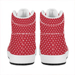 Red And White Christmas Dots Print High Top Leather Sneakers