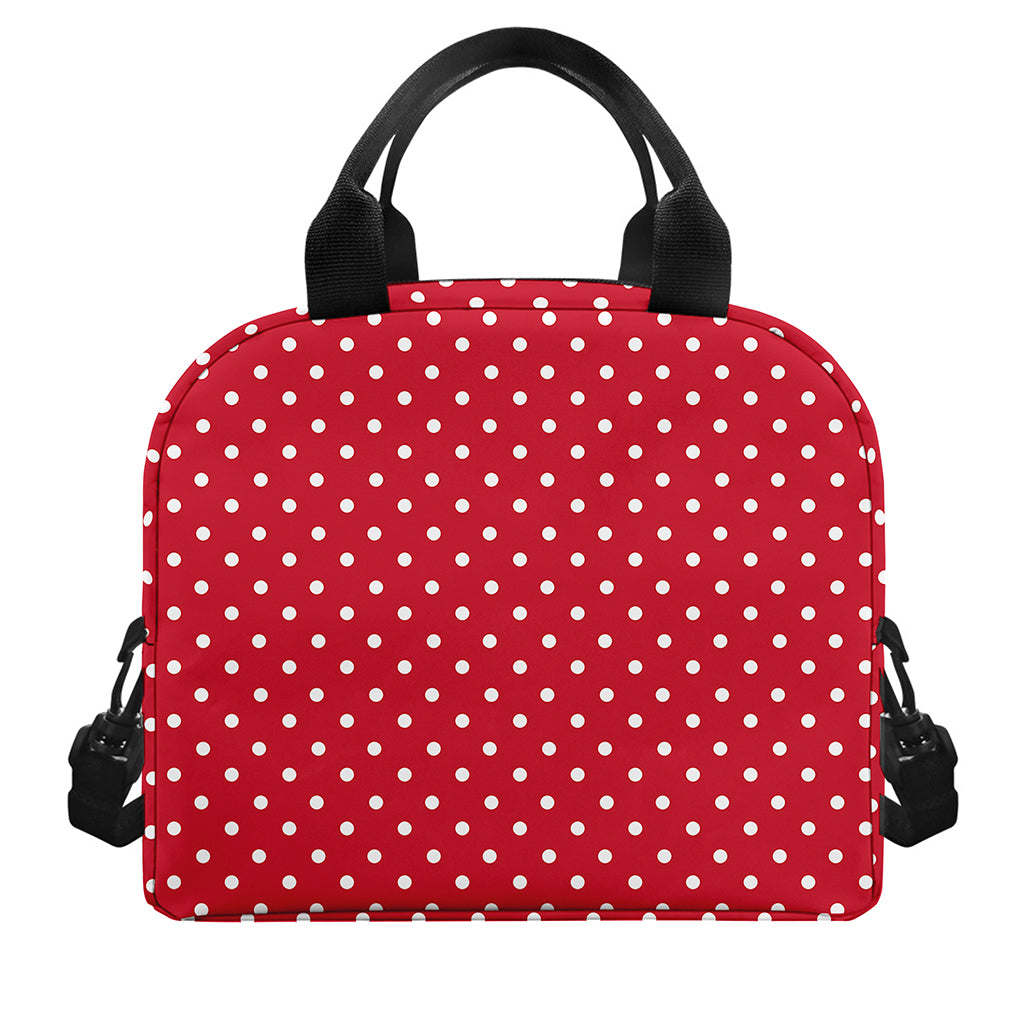 Red And White Christmas Dots Print Insulated Lunch Bag
