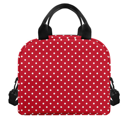 Red And White Christmas Dots Print Insulated Lunch Bag