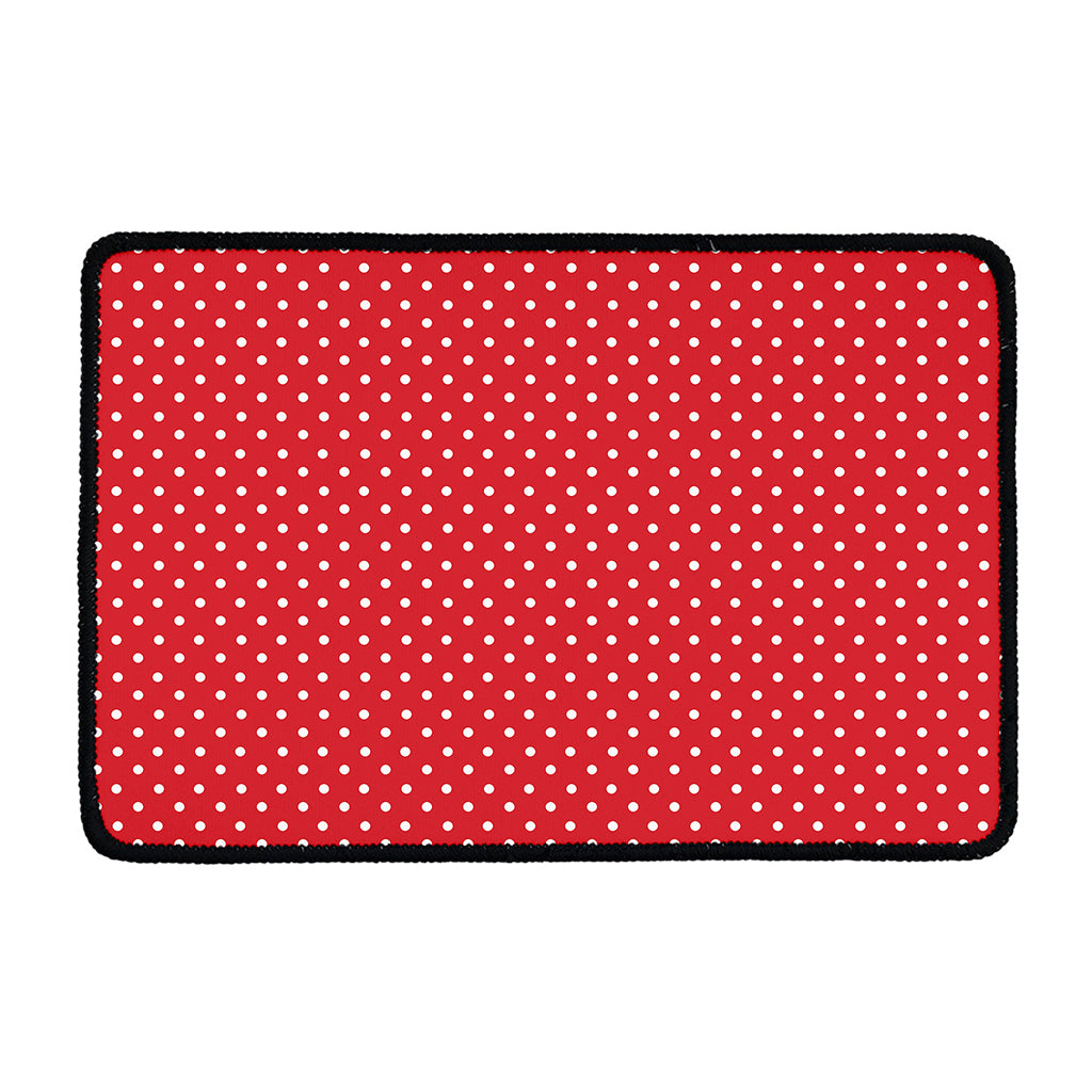 Red And White Christmas Dots Print Kitchen Mat