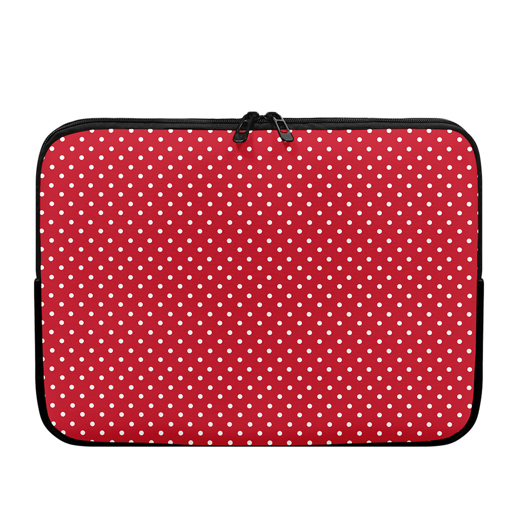 Red And White Christmas Dots Print Laptop Sleeve