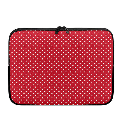 Red And White Christmas Dots Print Laptop Sleeve