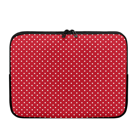Red And White Christmas Dots Print Laptop Sleeve