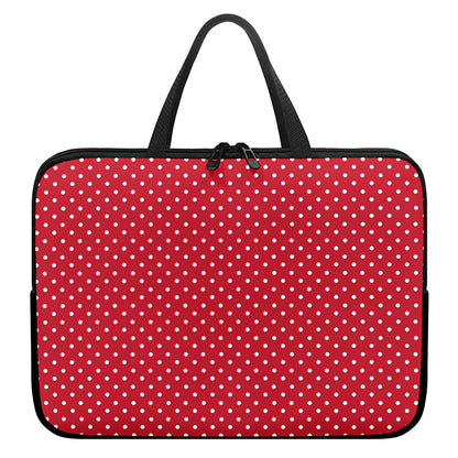 Red And White Christmas Dots Print Laptop Sleeve With Handle