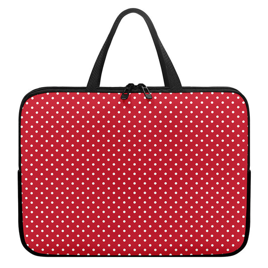 Red And White Christmas Dots Print Laptop Sleeve With Handle