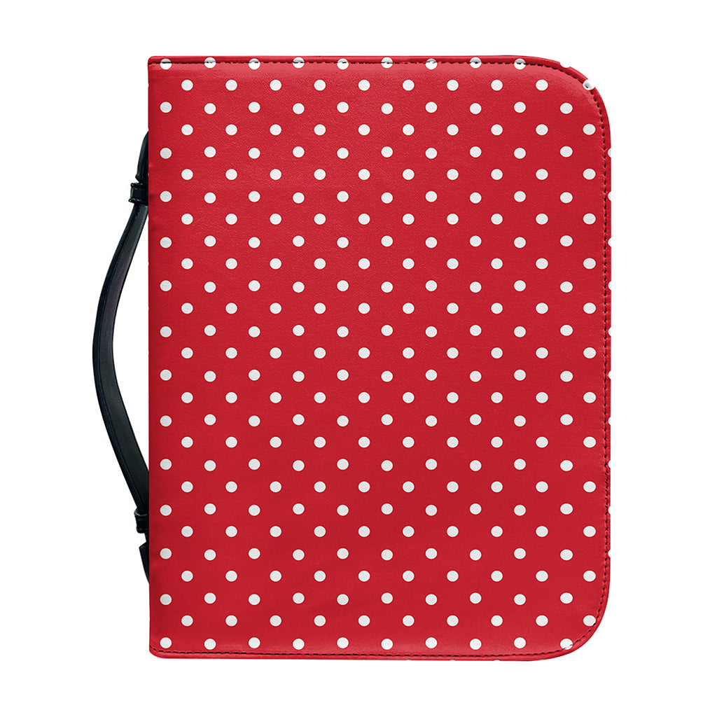 Red And White Christmas Dots Print Leather Bible Cover
