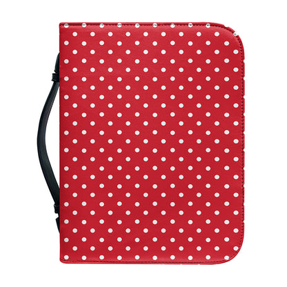 Red And White Christmas Dots Print Leather Bible Cover