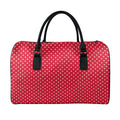 Red And White Christmas Dots Print Leather Duffel Bag