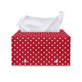 Red And White Christmas Dots Print Leather Tissue Box Cover