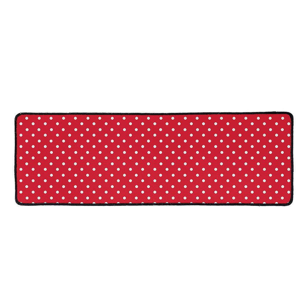 Red And White Christmas Dots Print Long Kitchen Mat