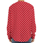 Red And White Christmas Dots Print Long Sleeve Baseball Jersey