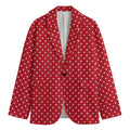 Red And White Christmas Dots Print Men's Blazer