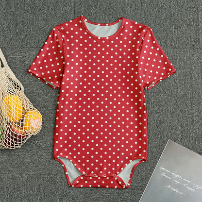 Red And White Christmas Dots Print Men's Bodysuit