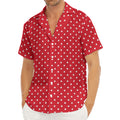 Red And White Christmas Dots Print Men's Deep V-Neck Shirt