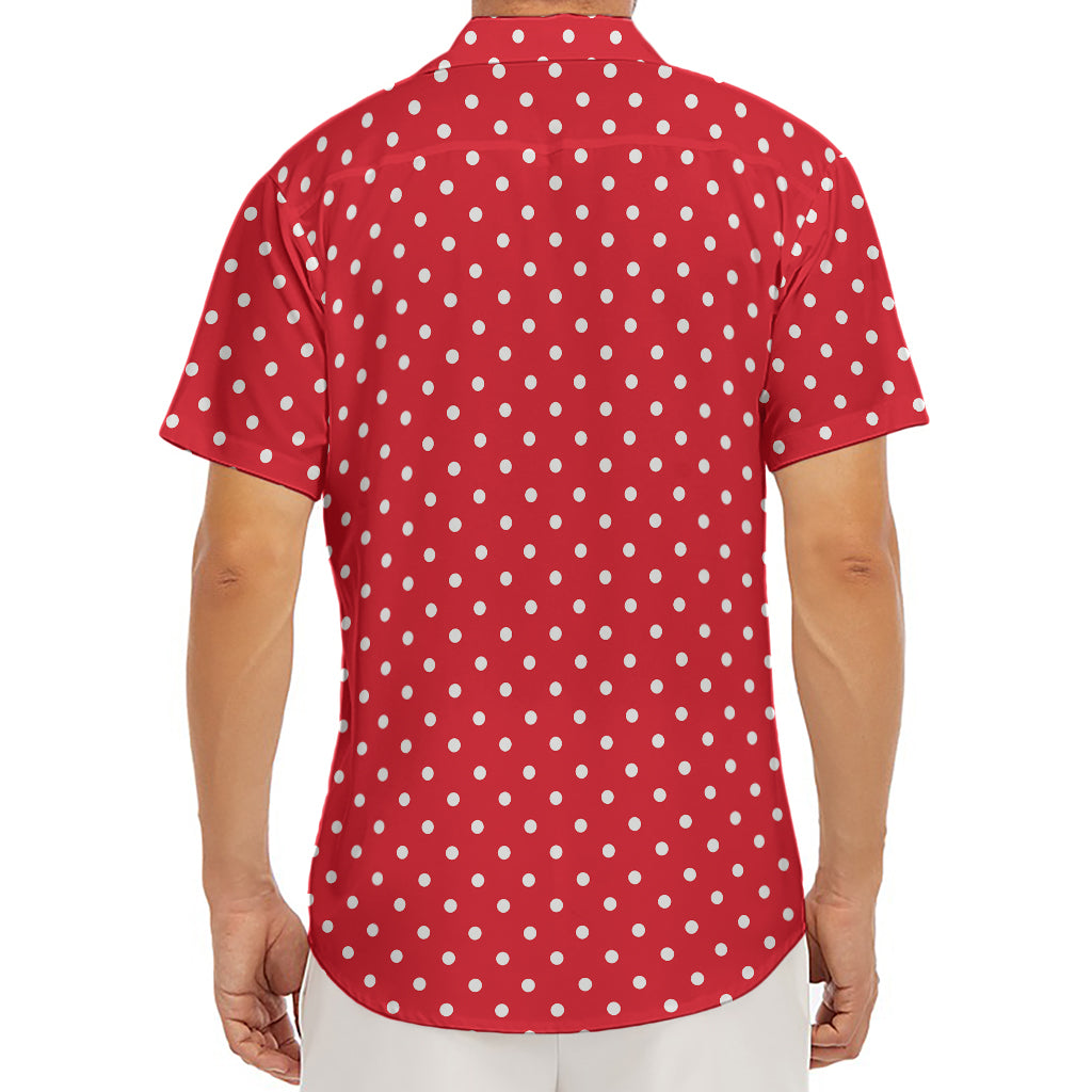 Red And White Christmas Dots Print Men's Deep V-Neck Shirt