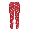 Red And White Christmas Dots Print Men's Leggings