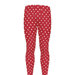 Red And White Christmas Dots Print Men's leggings
