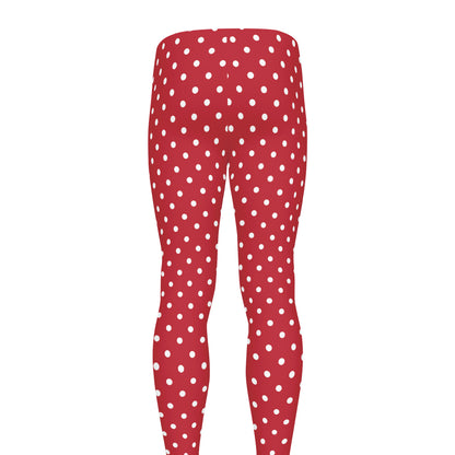 Red And White Christmas Dots Print Men's leggings