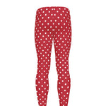 Red And White Christmas Dots Print Men's leggings